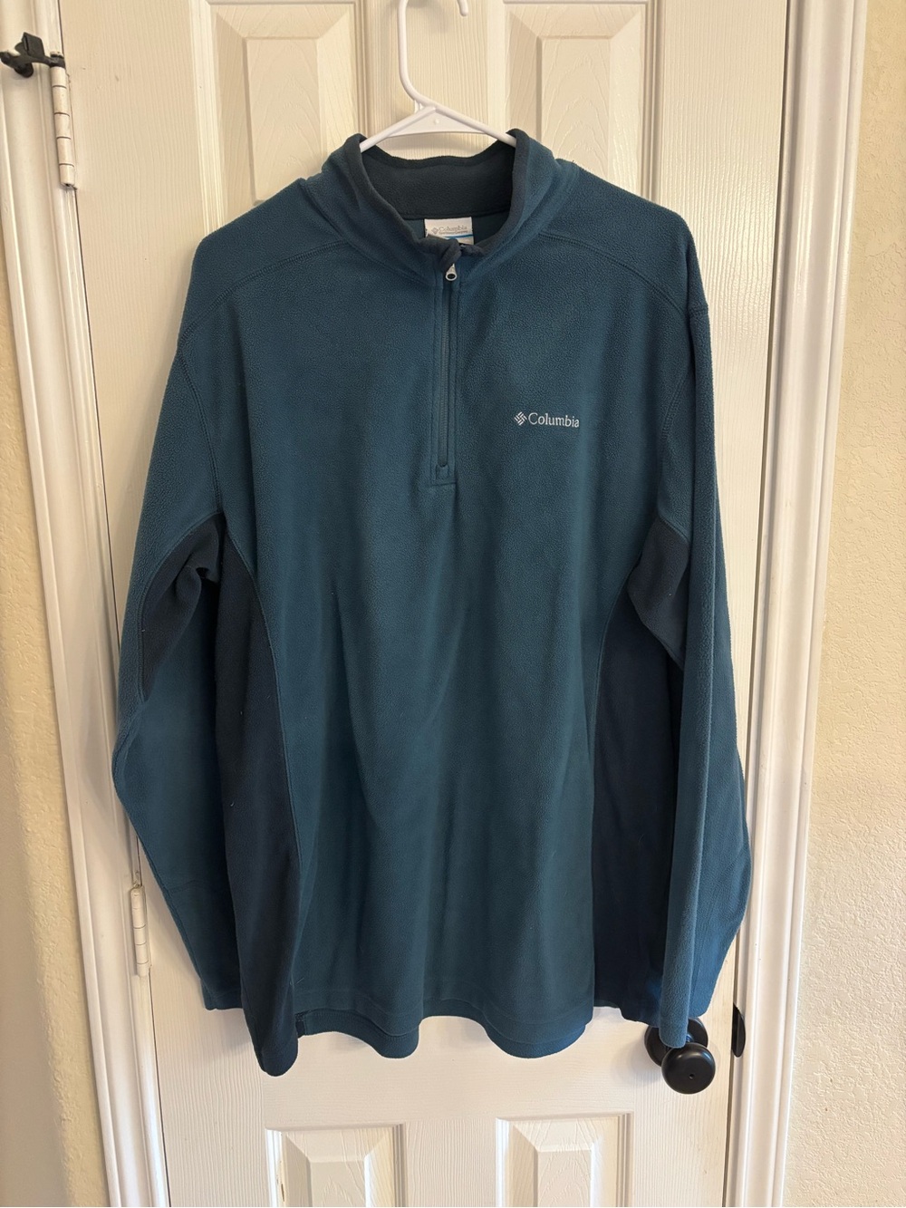 Columbia Fleece Pullover XL Blue 1/4 Zip Long Sleeve Outdoor Jacket Mens